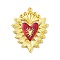 Alloy Enamel Pendant Rhinestone Settings, Heart, FireBrick, Golden, Fit for 1.6mm Rhinestone, 44x33x3mm, Hole: 1.6mm