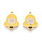 304 Stainless Steel Enamel Charms, Christmas Bell with Snowflake Charm, Ion Plating(IP), Real 14K Gold Plated, Gold, 12.9x9.9x0.9mm, Hole: 1mm