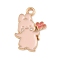Alloy Enamel Pendants, Light Gold, Cadmium Free & Lead Free, Rabbit with Flower Charm, Misty Rose, 20x14x1.5mm, Hole: 1.8mm