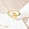 Brass Open Cuff Rings for Women, Conch, with ABS Imitation Pearl, Rack Plating, Lead Free & Cadmium Free, Long-Lasting Plated, Real 18K Gold Plated, Inner Diameter: 16mm