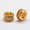 Brass Micro Pave Cubic Zirconia Beads, Column, Large Hole Beads, Lead Free & Nickel Free, Golden, 10x5.5mm, Hole: 6mm