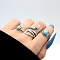3Pcs Alloy with Synthetic Turquoise Finger Rings, Snake/Flat Round, Antique Silver, Inner Diameter: 14~18mm