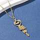 Ожерелья из полой нержавеющей стали 304 с подвеской в виде цветка лотоса в форме ом для йоги NJEW-Z073-02G-03-3