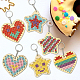 1 набор для начинающих с вышивкой деревянного брелока в виде сердца и звезды DIY-SC0030-07-4