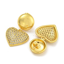 Серьги-гвоздики из латуни с микропаве из прозрачного кубического циркония EJEW-I313-15C-G