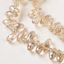 Стеклянные бусины с гальваническим покрытием  EGLA-L009-FR07