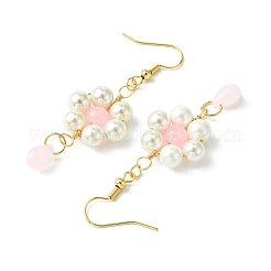 Серьга с жемчугом и стеклянной подвеской EJEW-JE05931-01