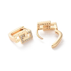 Серьги-кольца из латуни с прозрачным кубическим цирконием&nbsp;EJEW-S241-06G