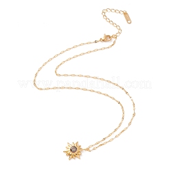 Ионное покрытие(ip) кубический цирконий солнце кулон ожерелье NJEW-F292-04G