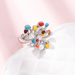 Открытые кольца манжеты из латуни с микропаве и кубическим цирконием&nbsp;RJEW-C153-03P