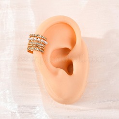 Многослойные серьги-каффы в форме буквы С из латуни с микропаве из прозрачных кубических цирконий EJEW-Z127-03G