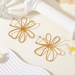 4 пара двухцветных серег-колец из сплава с цветочным узором для женщин&nbsp;EJEW-GO0001-05