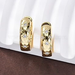 Серьги-кольца со звездами из прозрачного кубического циркония EJEW-C022-06G