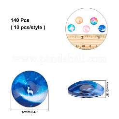 140шт 14 стилей стеклянных кабошонов GLAA-AR0001-08