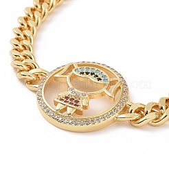 Разноцветный браслет из звеньев девушки из кубического циркония BJEW-B068-01