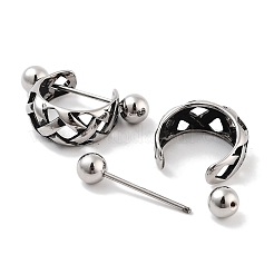 Полые крестообразные серьги-кольца из хирургической нержавеющей стали 316 в форме штанги EJEW-Z050-55AS