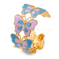 Браслеты-манжеты из нержавеющей стали 304 с эмалью для женщин&nbsp;LS-BJEW-P347-01G-B