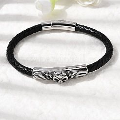 Плетеные браслеты из кожаного шнура из микрофибры BJEW-A092-01C-AS