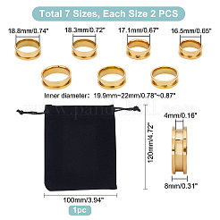 14 шт. набор из 7 колец из нержавеющей стали с канавками RJEW-UN0002-71G