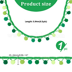 6.5 ярд полиэстеровых лент с кисточками в виде шариков-помпонов градиентного цвета&nbsp;DIY-GA0006-95C