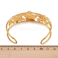 Браслеты-манжеты из нержавеющей стали 304 в виде цветка для женщин&nbsp;LS-BJEW-A049-02G