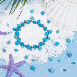 120шт 6 стиля окрашенные синтетические бирюзовые круглые подвески PALLOY-PH01704