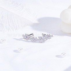 1 шт. модные серьги-манжеты в форме цветка из латуни со стразами&nbsp;EJEW-LP0012-11P