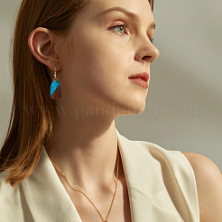 8 пара двухцветных сережек из смолы и дерева с железными булавками&nbsp;EJEW-AB00033