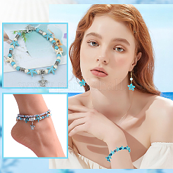 4 нити 2 стилей синтетические бирюзовые бусины нити TURQ-AR0001-14