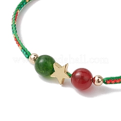 Рождественские 8 мм круглые окрашенные натуральные малайзийские нефриты&nbsp;BJEW-MZ00070-01