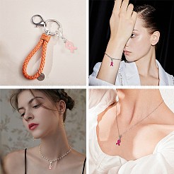 Октябрь рак груди розовая лента осведомленности сплав эмаль подвески ENAM-SC0001-69