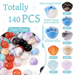 140шт 7-х цветные двухцветные акриловые бусины&nbsp;TACR-TA0001-50A