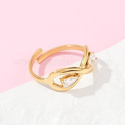 Регулируемые манжетные кольца из нержавеющей стали 304 с паве из кубического циркония RJEW-Z093-01G