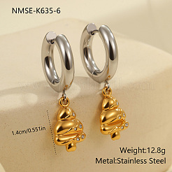 Рождественские двухцветные серьги-кольца из нержавеющей стали 304 с прозрачным кубическим цирконием FS-WG279DA-06