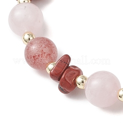Женские браслеты из натуральных бусин клубничного кварца&nbsp;BJEW-JB13187