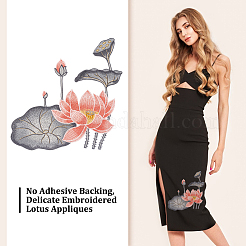 Ткань из полиэстера с рисунком лотоса и стручка лотоса&nbsp;PATC-WH0009-01C