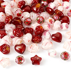 80 шт. 8 вида стеклянных бусин миллефиори&nbsp;GLAA-TA0003-43C