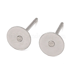 Устойчивая к потускнению хирургическая нержавеющая сталь 316 плоская круглая пустая закрепка для сережек-гвоздиков&nbsp;X-STAS-R073-06