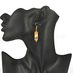 Плетеные серьги-колонны с подвесками&nbsp;EJEW-MZ00060-02