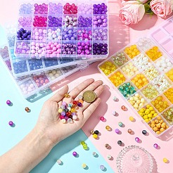 528шт 24 стиля нити стеклянных бусин&nbsp;EGLA-YW0003-28