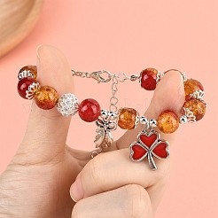 Браслеты с подвесками в виде клевера&nbsp;BJEW-YW00008