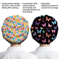 2 шт. 2 стиля хлопковые регулируемые набивные шапки с принтом рабочие кепки для женщин и мужчин&nbsp;AJEW-DR0002-52C