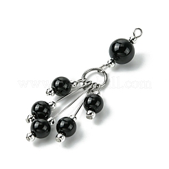 Натуральный черный оникс (окрашенный и нагретый) круглые кисточки большие подвески&nbsp;PALLOY-JF03281-02
