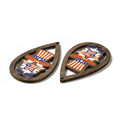 Односторонние подвески из осины с принтом на тему американского флага WOOD-G014-01F
