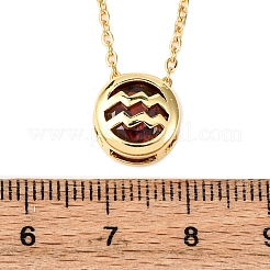 Латунный паве кубический цирконий камень рождения созвездие кулон кабель цепочка ожерелья NJEW-D334-01G-02