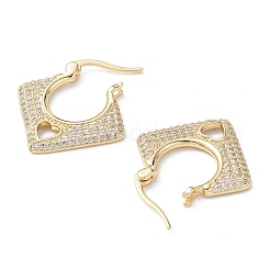 Серьги-кольца с ромбами и сердечками из прозрачного кубического циркония EJEW-M216-10G