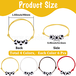 24шт 4-цветные регулируемые браслеты из вощеной нейлоновой нити с плетеными бусинами&nbsp;BJEW-GF0001-33