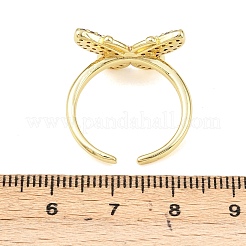 Кольца-манжеты с бабочками из латуни с микропаве из разноцветных кубических цирконий для женщин RJEW-A088-05G