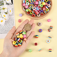 200 шт. 2 стиля непрозрачные полосатые смоляные европейские бусины RESI-SP0001-42