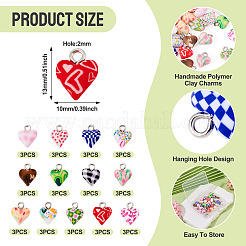 39шт 13 цвета подвески из полимерной глины ручной работы&nbsp;CLAY-TA0001-91
